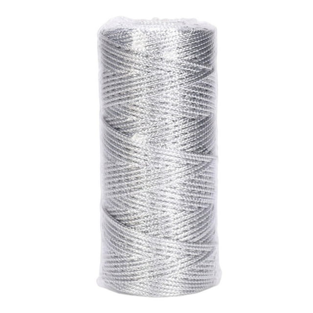 Hilo de regalo con brillantina de 100 m, accesorios multifuncionales, decoración de panadería Plata