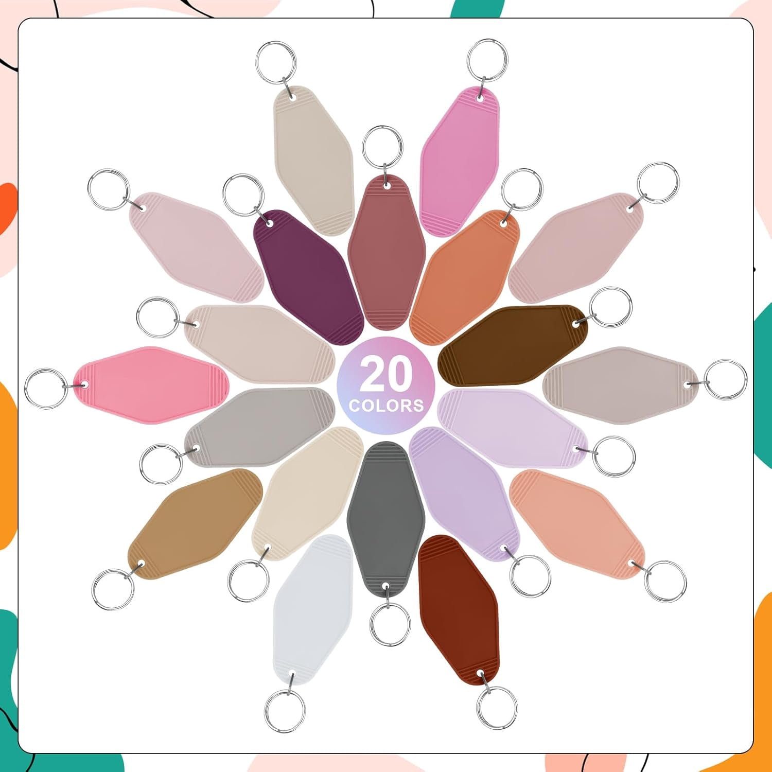 20/30/40/80 PCS Hotel Keychain Blank with Key Rings, 60 Colors Motel Key Chains for DIY Keychains