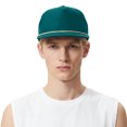 thumbnail image 6 of TOPTIE 5-Panel Rope Snapback Baseball Cap, Adjustable Flat Brim Hat, Quick Dry Soft Top Cap for Men Women Outdoor - Green/White, 6 of 7