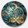 thumbnail image 1 of Designart 'Symmetrical Blue Gold Fractal Flower ' Modern wall clock, 1 of 6