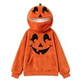 thumbnail image 5 of Halloween Zip Hoodie for Kids Pumpkin Face Print Full Zip Front Zipper Sweatshirt 3-12 Years, 5 of 5