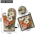 thumbnail image 6 of Vintage Flower Kitchen Oven Mitt and Pot Holder Sets 2 Pcs for Baking, Cooking and Grilling, Heat Resistant Up To 392 °F, 6 of 7
