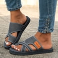 thumbnail image 3 of Womens Slides Sandals Minimal Water Friendly Flip Flops Summer Casual Lightweight Slippers for Beach Vacation Pool Daily Wear Gray Size 10, 3 of 5
