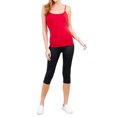 thumbnail image 2 of Juniors Solid Plain Adjustable Spaghetti Strap Layering Cropped Camisole Tank Top (Bold Red, M), 2 of 4