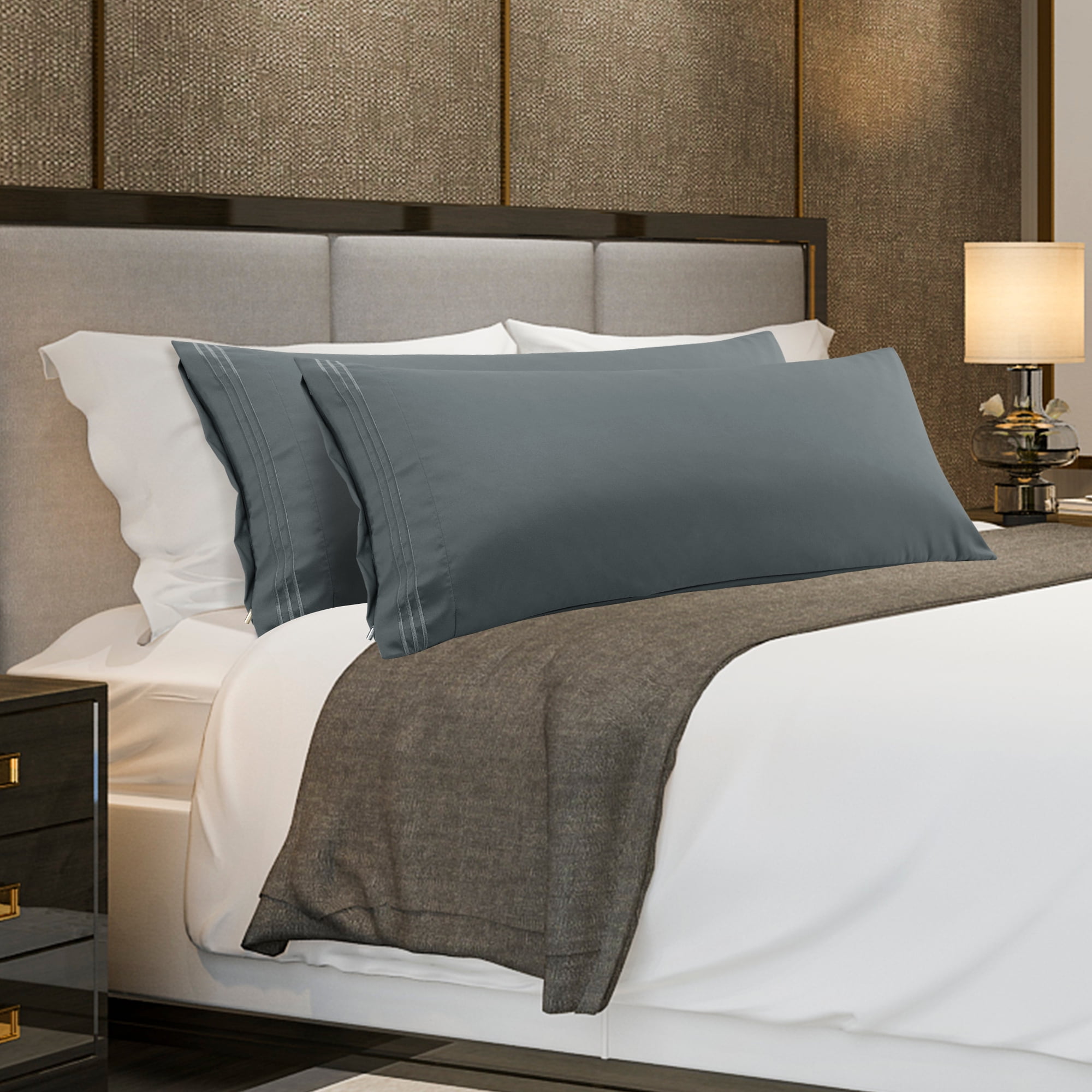 Unique Bargains Polyester Soft Zipper Closure Body Pillowcases 2 Pcs Dark Gray 20"x48"