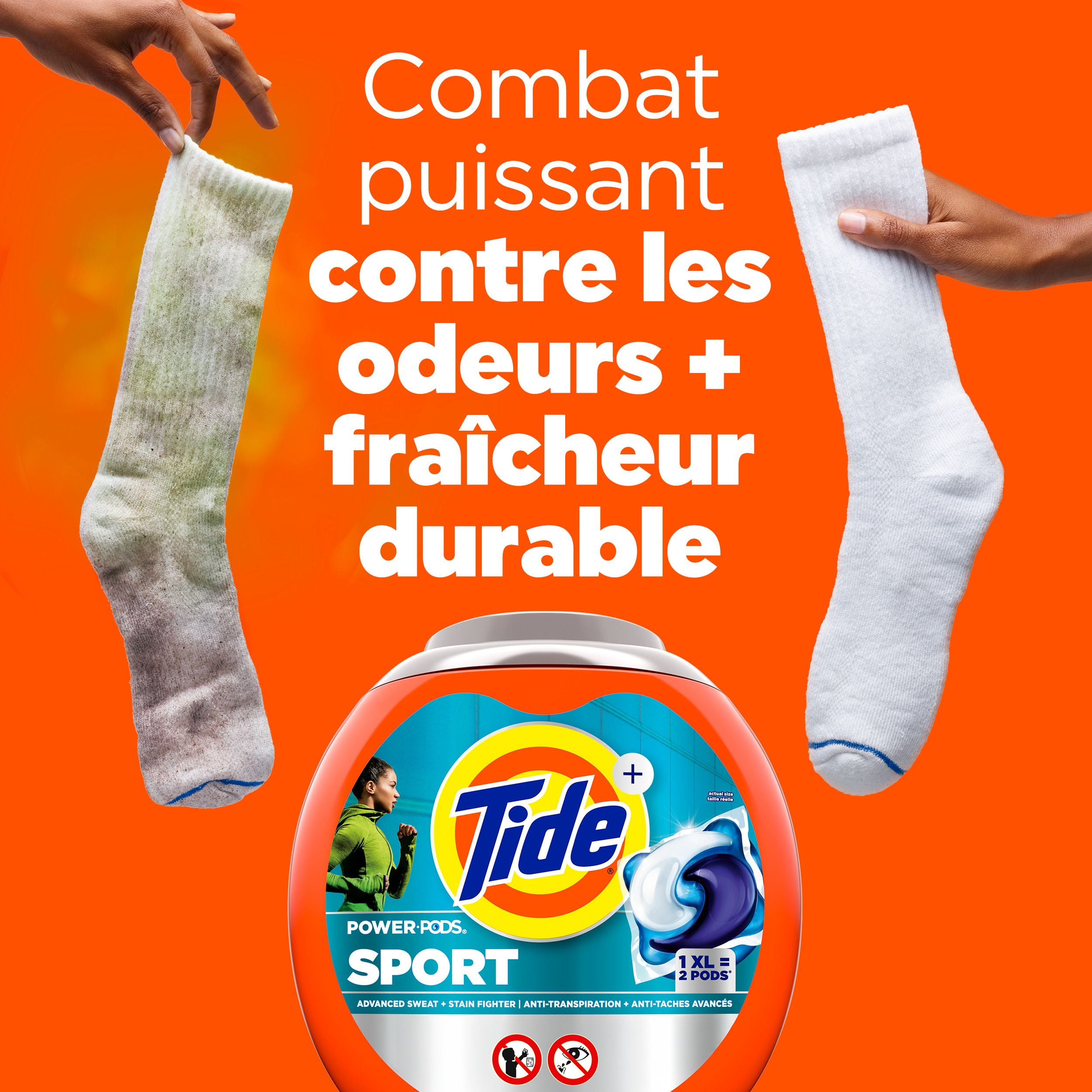 Tide Power Pods Sport Laundry Detergent Pacs, Advanced Sweat + Stain Fighter, 45CT