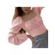 thumbnail image 3 of Sunloudy Blusas cortas con busto fruncido para mujer, manga larga de farol, cuello cuadrado, camisetas ajustadas Sunloudy  S M L XL, 3 of 8