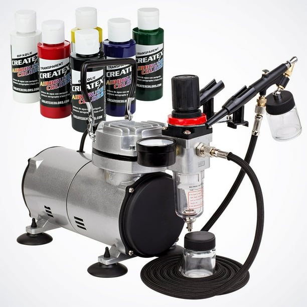 6 Color SingleAction Airbrush Kit Hobby Air Brush Gun Createx Primary