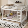 thumbnail image 2 of EUROCO Queen over Queen Size Bunk Bed with Trundle for Kids Teens Adults, White, 2 of 12