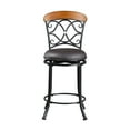 thumbnail image 2 of Counter Height Swivel Chair - Faux Leather Dining Stool, Black Metal Frame, 24" Seat, 360° Swivel, Brown Upholstery, for Kitchen & Dining Room, 250lb Capacity, 2 of 5