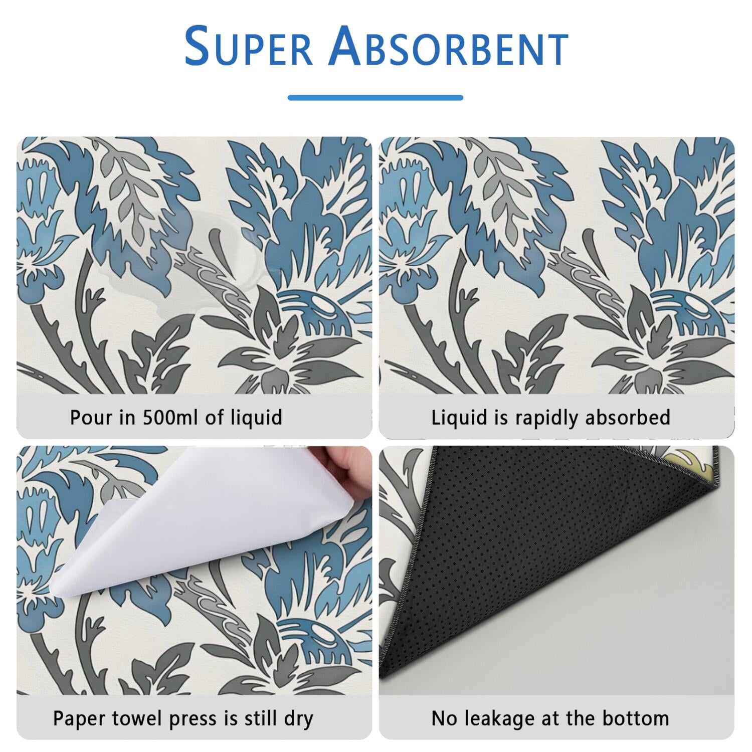 Medium Floral Print Washable Puppy Pads 2-Count, 24x35 Inch Reusable Dog Potty Mats, Highly Absorbent Training Pads for Indoor Crate and Floor Use