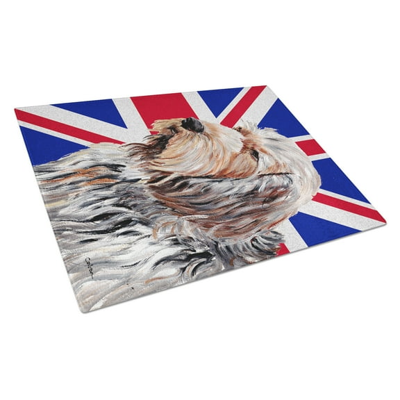 Caroline's Treasures Otterhound with English Union Jack British Flag Glass Cutting Board Large Size