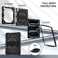 thumbnail image 3 of Heavy Duty Shockproof Case for iPad Pro 11 2025 / 2024,Anti drop silicone+PC Layer Protective Case 360 ° Rotating Handle Stand ,Shoulder Strap,Black, 3 of 8