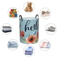 thumbnail image 4 of Hello Flowers Blue Laundry Hamper Small Storage Basket/Toy Organizer/Dirty Clothes Bucket, 4 of 5