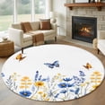 thumbnail image 3 of Spring Flowers Round Area&nbsp;Rug 5ft Watercolor Blue Yellow Lavender Daisy Floral Butterfly Non-Slip&nbsp;Washable Circle Rugs Soft Felt Indoor Floor Mat for Bedroom Kitchen Living Room Bathroom, 3 of 9