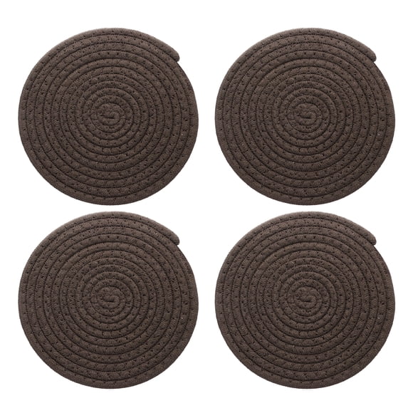 4 Pcs Manteles Individuales Redondos Trenzados, 7.9" Manteles Tejidos para Mesa de Cocina para Decoración de Granja (Marrón)
