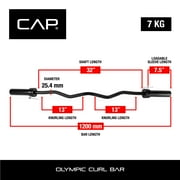 CAP Barbell Solid Steel 47 in. Olympic EZ Curl Bar with Collars, 200lb Capacity, Black