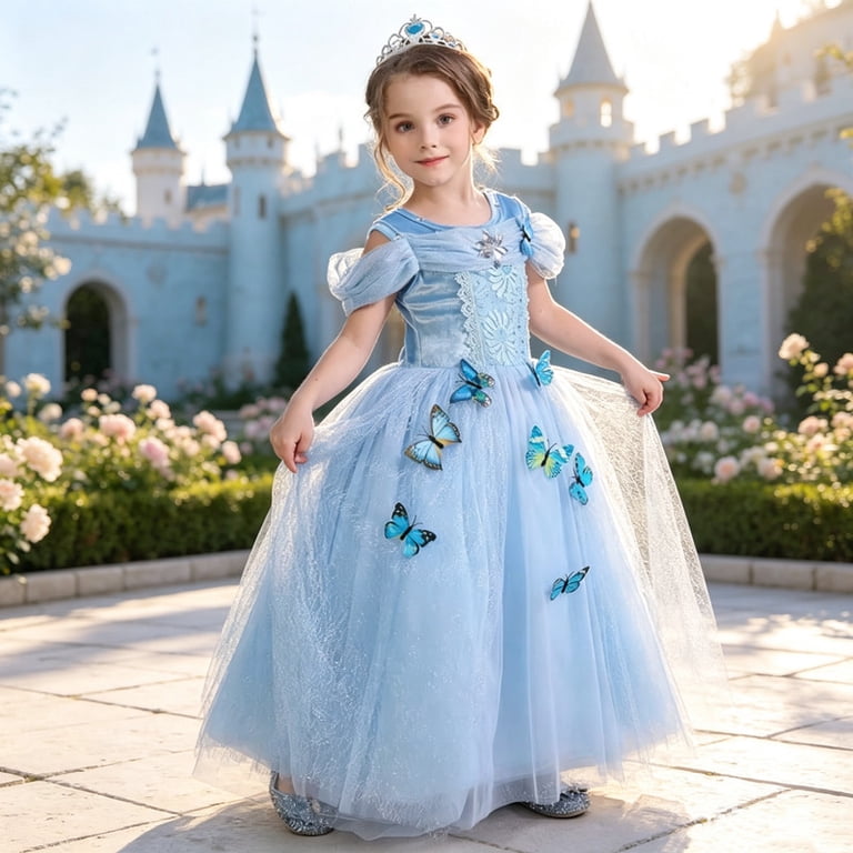 birthday cinderella dress Jurebecia for Girls Kids Princess Dresses up Butterfly Toddler Cosplay Party Costume 120 cm 5-6 Years, Girl's, Size: 6(4 For this reason jm-summer-midi-dress deep v backless dress Beden:40
