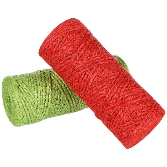 unbranded 2pcs Decorative Jute Rope Gift Wrapping Twine Colored Packaging String for Arts Crafts Christmas (50m Red 50m Green)