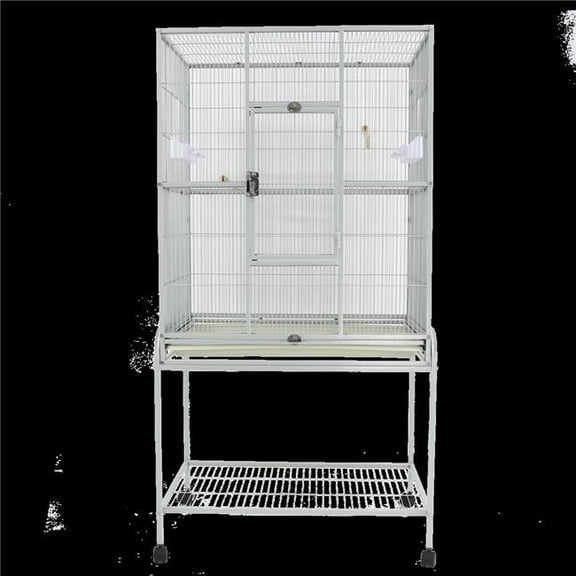 31 x 20 in. Flight Cage & Removable Stand with Bottom Shelf, Platinum