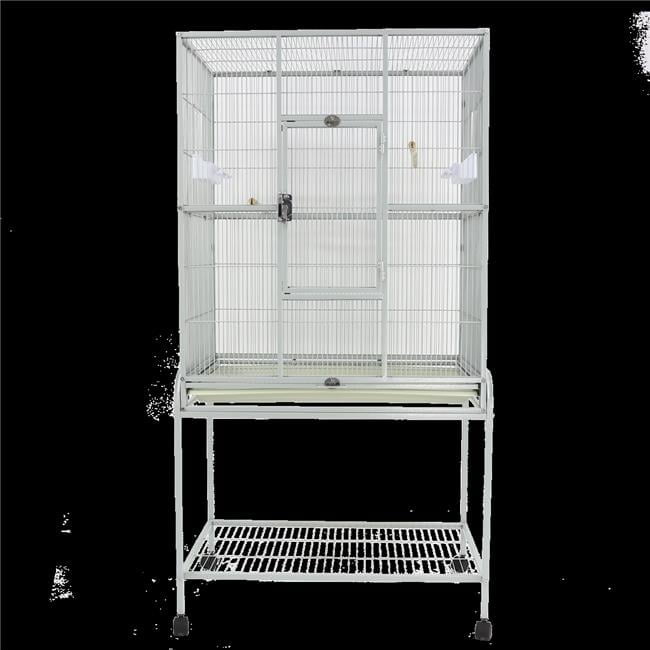 31 x 20 in. Flight Cage & Removable Stand with Bottom Shelf, Platinum
