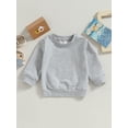 thumbnail image 2 of Bagilaanoe Toddler Baby Girl Boy Casual Sweatshirt Long Sleeve Solid Color Pullover 6M 12M 18M 24M 3T Kids Fall Loose Tee Tops, 2 of 8