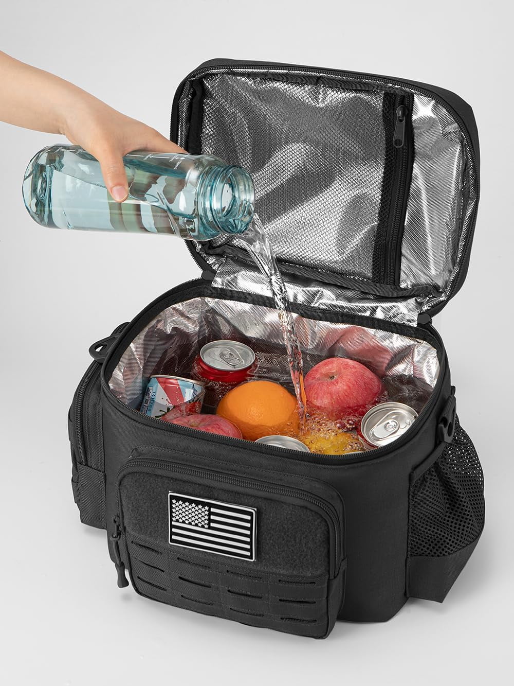 favastee Tactical Lunch Bag for mens Military heavy duty lunch box work Leakproof insulated Durable Thermal Cooler Bag for Adult Meal for Office Camping Picnic Pail MOLLE Webbing