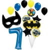 Batman Party Supplies 7th Birthday Bat Mask and Emblem Balloon Bouquet Decorations