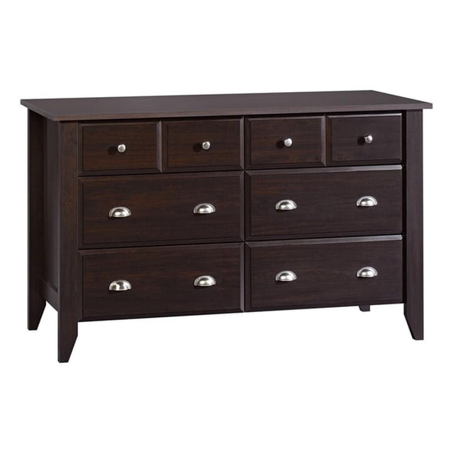 Pemberly Row Commode à 6 Tiroirs en Bois d'Ingénierie, Fini Jamocha/bois Foncé