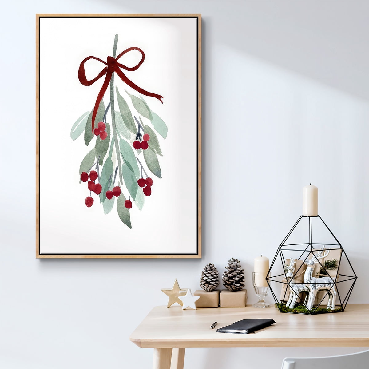 Come Across I - Framed Gallery Wrapped Holiday Canvas - 17 x 25 - Natural Wood Frame