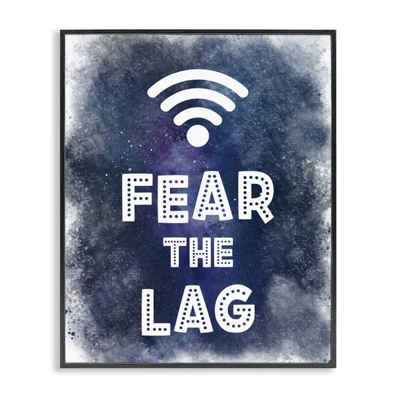 Stupell Industries Contemporary Fear The Lag Gamer Splash Black Framed Giclee Art, 11 x 14, by Marcus Prime