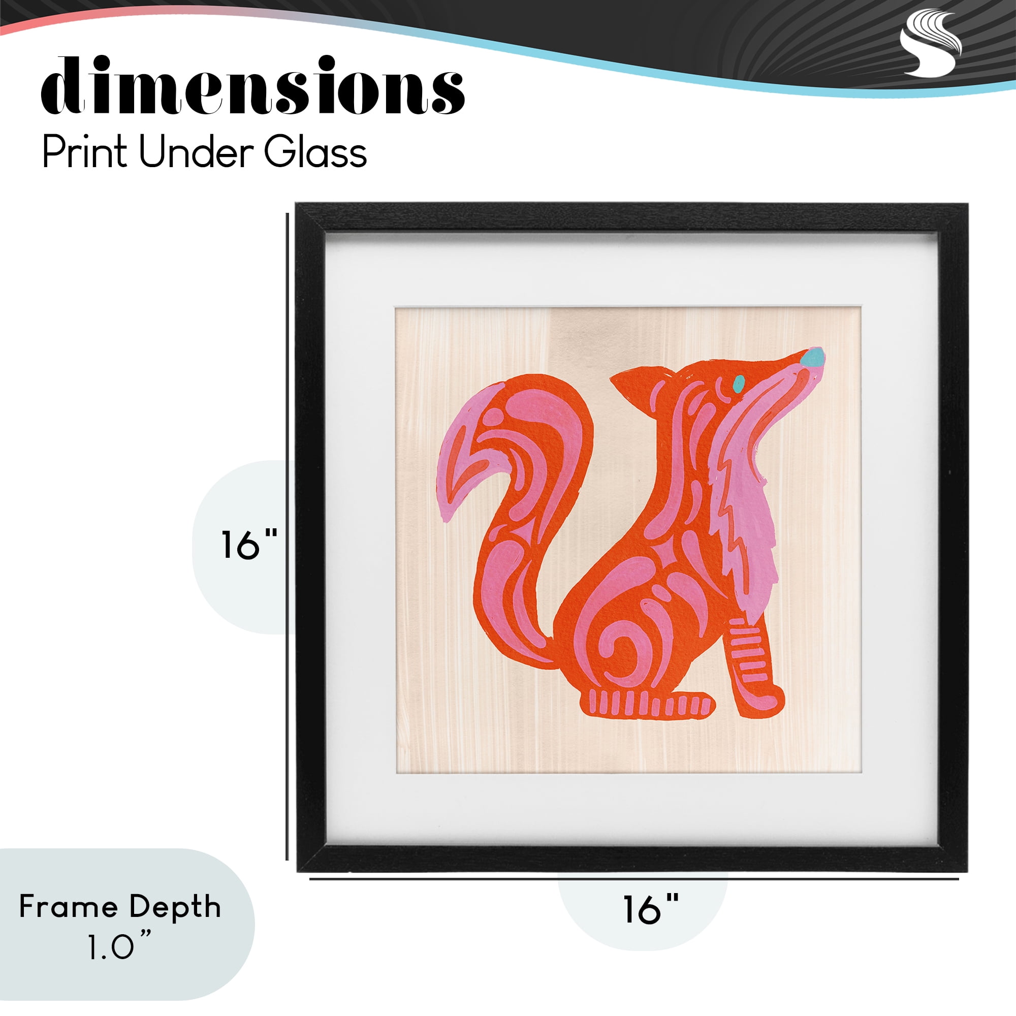 Stupell Industries Whimsical Folk Fox Vibrance Black Framed Print Under Glass, design by The Paper Curator