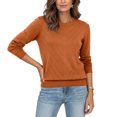 thumbnail image 6 of FDGIU Casual Crewneck Sweater for Women, Loose Fit Ribbed Knit Pullover, Long Sleeve Comfy Knit Casual Wear Top, 6 of 7