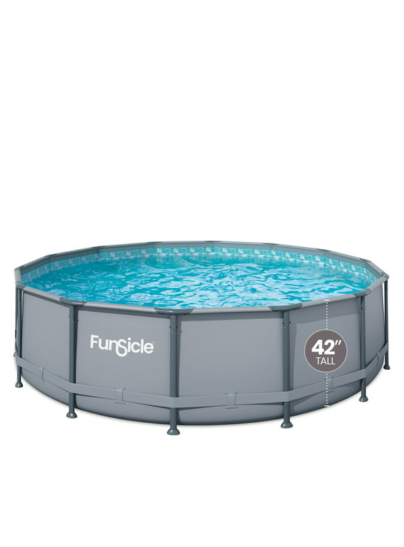Funsicle 14 ft Oasis Round Above Ground Metal Frame Swimming Pool, Includes SkimmerPlus Pump, Age 6 & up