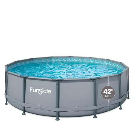 Funsicle 14 ft Oasis Round Above Ground Metal Frame Swimming Pool Includes SkimmerPlus Pump Age 6 & up