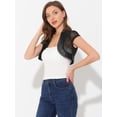 thumbnail image 2 of Satén Shrug Bolero Cap Sleeve Business Open Front Crop Cardigan para mujer Negro M, 2 of 5