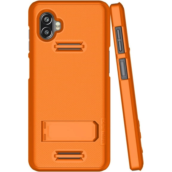 Wireless PROTECH Case Compatible with Samsung Galaxy XCover6 Pro (SM-G736), Protective Shell Case with Kickstand and Screen Protector (Orange)