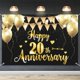 thumbnail image 1 of Hamigar Fondo De Cartel De Feliz 20 Aniversario De 6 X 4 Pies  20 Decoraciones De Aniversario De Boda, Suministros Para Fiestas  Oro Negro, 1 of 5