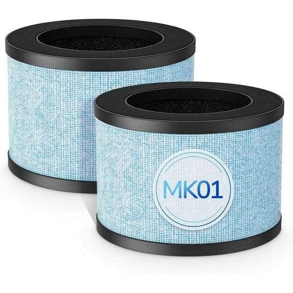 2-Pack MK01 & MK06 Air Purifier Filter Replacement for AROEVE MK01 & MK06, ToLife TZ-K1, Kloudi DH-JH01 Air Purifier, 4-IN-1 H13 True HEPA & Activated Carbon Filter, Blue