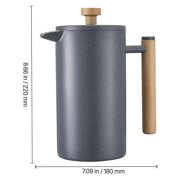 KFFKFF Stainless Steel French Press Coffee Maker, 304 Stainless Steel, 34oz, Black