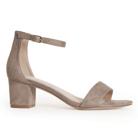 

J.Adams Daisy Women s High Heel Chunky Party Dress Shoes Ankle Strap Wedding Heeled Sandals - Taupe Suede - 10