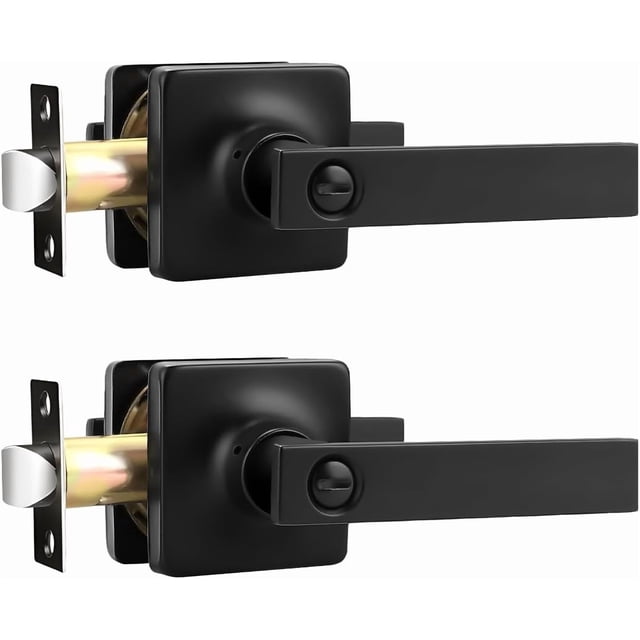 Poignées de Porte en Nickel Satiné, Levier d'Intimité Intérieur, Boutons de Porte en Nickel avec Verrou, Leviers de Porte, Poignée pour Chambre et Salle de Bain, Réversible
