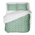 thumbnail image 1 of Juego de ropa de cama de 3 Piezas ABPHQTO Patrón Abstracto de Flor de Lis Blanco y Verde Funda nórdica de Círculos Antiguos con 2 fundas de almohada, 1 of 1