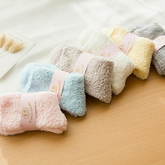 Women Cute Candy Color Soft Fluffy Socks Coral Velvet Winter Warm Socks Girls Terry Fuzzy Socks