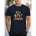 thumbnail image 2 of Men's Casual Beer Graphic T-Shirt - Breathable Polyester, Short Sleeve, Crew Neck, All-Season Wear, Machine Washable, Dark Blue with Fun Beer Mug Design, 2 of 6