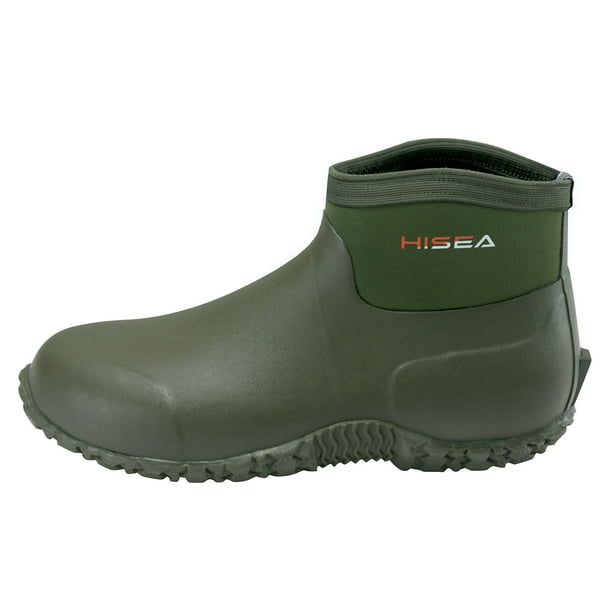 HISEA Men's Rain Shoes Ankle Height Rubber Garden Boots Insulated