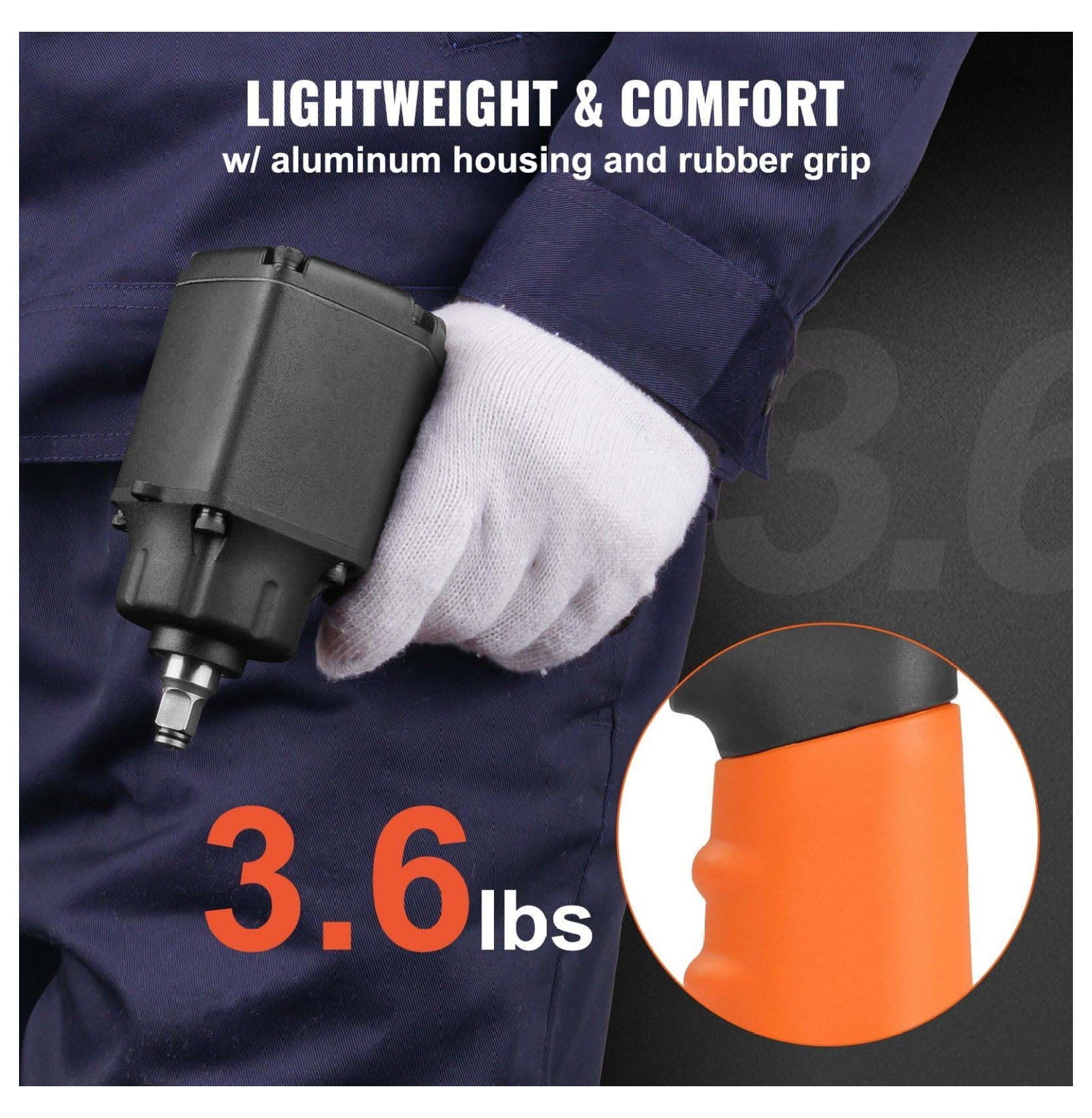 Air Impact Wrench 3/8 Inch Drive - 690 ft-lbs Pneumatic Impact Gun for Auto Repair - Lightweight, Compact & Durable Air Tool for Vehicle Maintenance