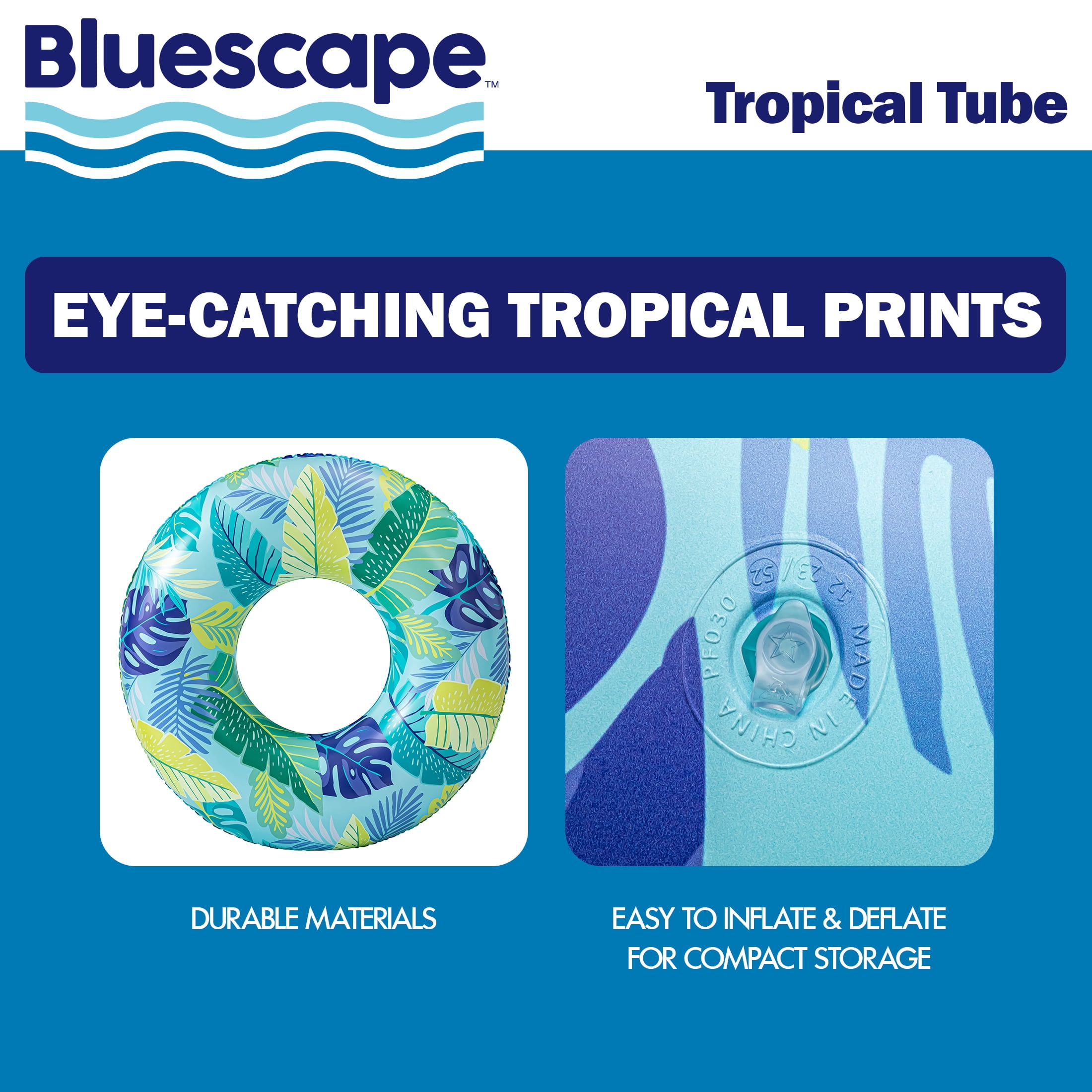 Bluescape Blue Tropical Inflatable Swim Tube Pool Float, for Kids & Adults, Age 9 & up, Unisex
