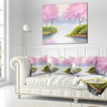 thumbnail image 3 of Designart Flowering Trees Over River - Landscape Printed Throw Pillow - 16x16, 3 of 5