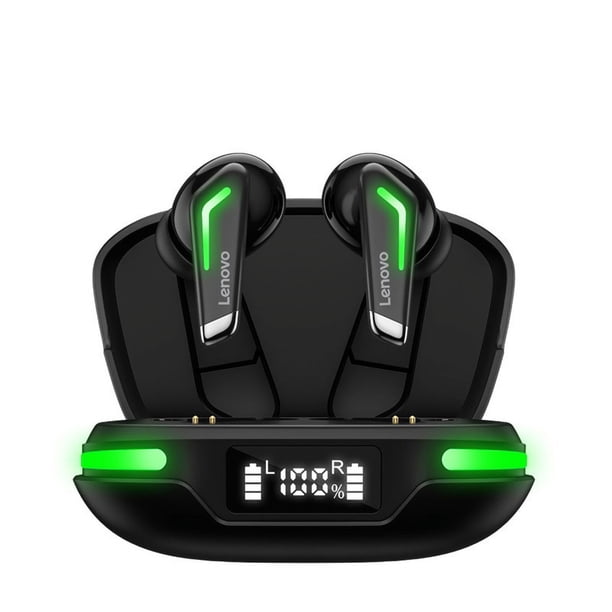 Auriculares Bluetooth Lenovo GM3 con pantalla digital, auriculares inalámbricos para juegos de baja latencia y cancelación de ruido